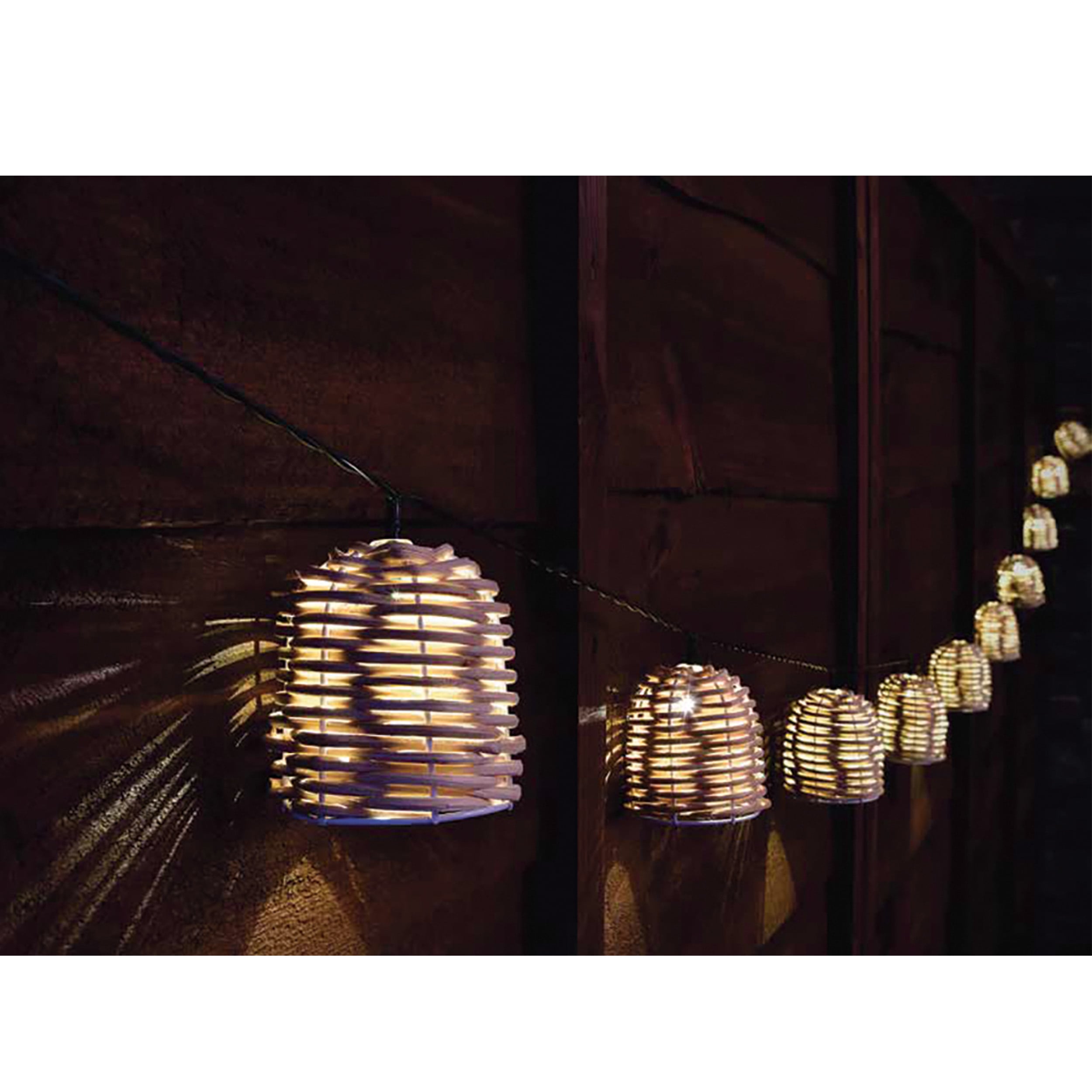 10er-Pack Rattan Effekt Lichterketten warmweiß