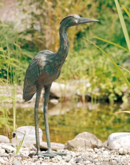 Bronzeskulptur Graureiher mit geradem Kopf*