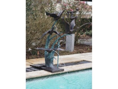 Brunnen 4 Gänse aus Bronze, Wasserspiel*