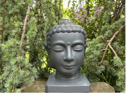 Buddha-Kopf aus Fiberglas - anthrazit 28x28x39*