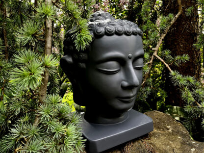 Buddha-Kopf aus Fiberglas - schwarz 28x28x39*