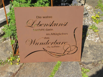 Edelrost Gedichttafel "Lebenskunst"*