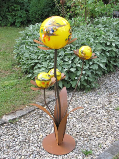 Edelrost Glasblume Ferrum, gelbe Kugeln*