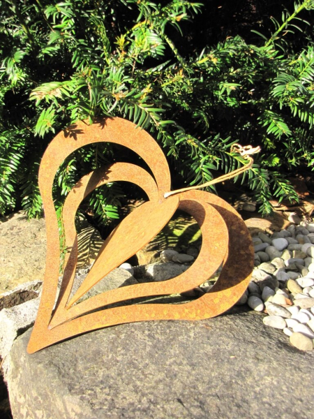 Edelrost Windspiel Herz zum Drehen, 22 cm*