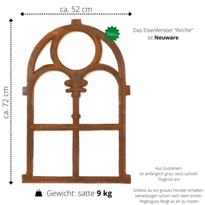 Eisenfenster, Stallfenster Kirchenfenster Rundbogen, Fenster für Gartenmauer*
