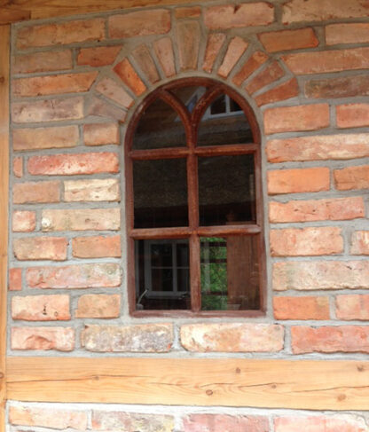 Eisenfenster mit Rundbogen, Fenster Gartenmauer, runder Bogen Fenster V 66 x 39*