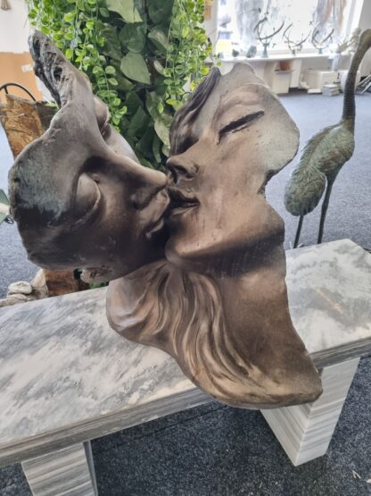 Gartenfigur, Büste Gesicht "Romeo und Julia", Steinguss in Bronzeoptik - Orig...*