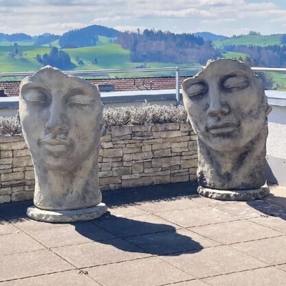 Gartenfigur Gesicht "Mann" und "Frau" im Set ,Antik, inkl. Platte zur Montage...*