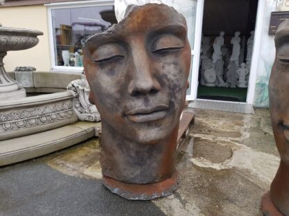 Gartenfigur Gesicht "Mann",Rosteffekt, inkl. Platte zur Montage - Original vo...*