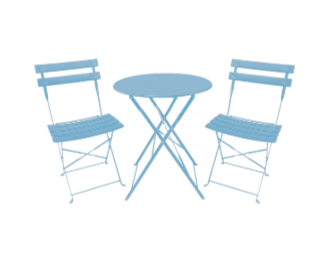 Gartenset 2 Stühle + 1 Tisch pastell blau