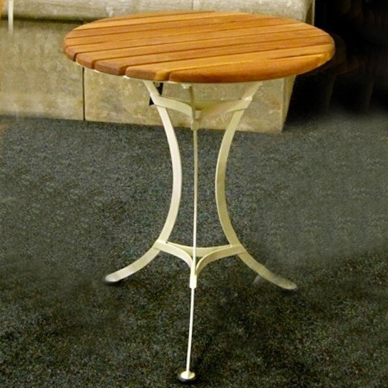 Gartentisch Capri, Nostalgie-Gartenmöbel aus Metall mit Teakholz in Creme-weiß*