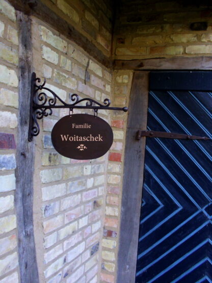 Hausschild oval, Nostalgie Schild Hausnummer+Namen, Ausleger, Ladenschild 30x19*