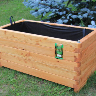 Hochbeet 100x50x50cm aus Lärche geschraubt mit Vlies, gerundeten Ecken und Griffen*