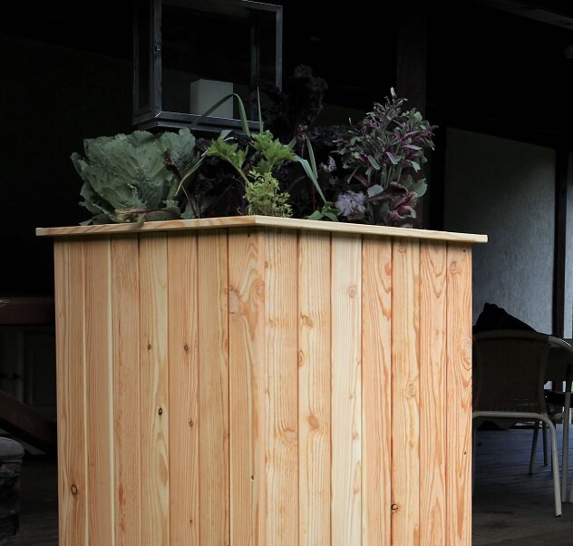 Hochbeet 5 60 x 60 x 100 cm aus 16 mm Lärchenholz mit Pflanzenvlies und Boden*