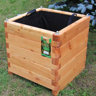Hochbeet 50x50x50cm aus Lärche geschraubt mit Vlies, gerundeten Ecken und Griffen*