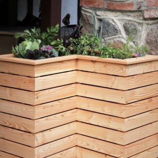 Hochbeet 80 x 80 x 72 cm mit Winkel ca. 40 x 40 cm aus 16 mm Lärchenholz mit Pflanzenvlies*