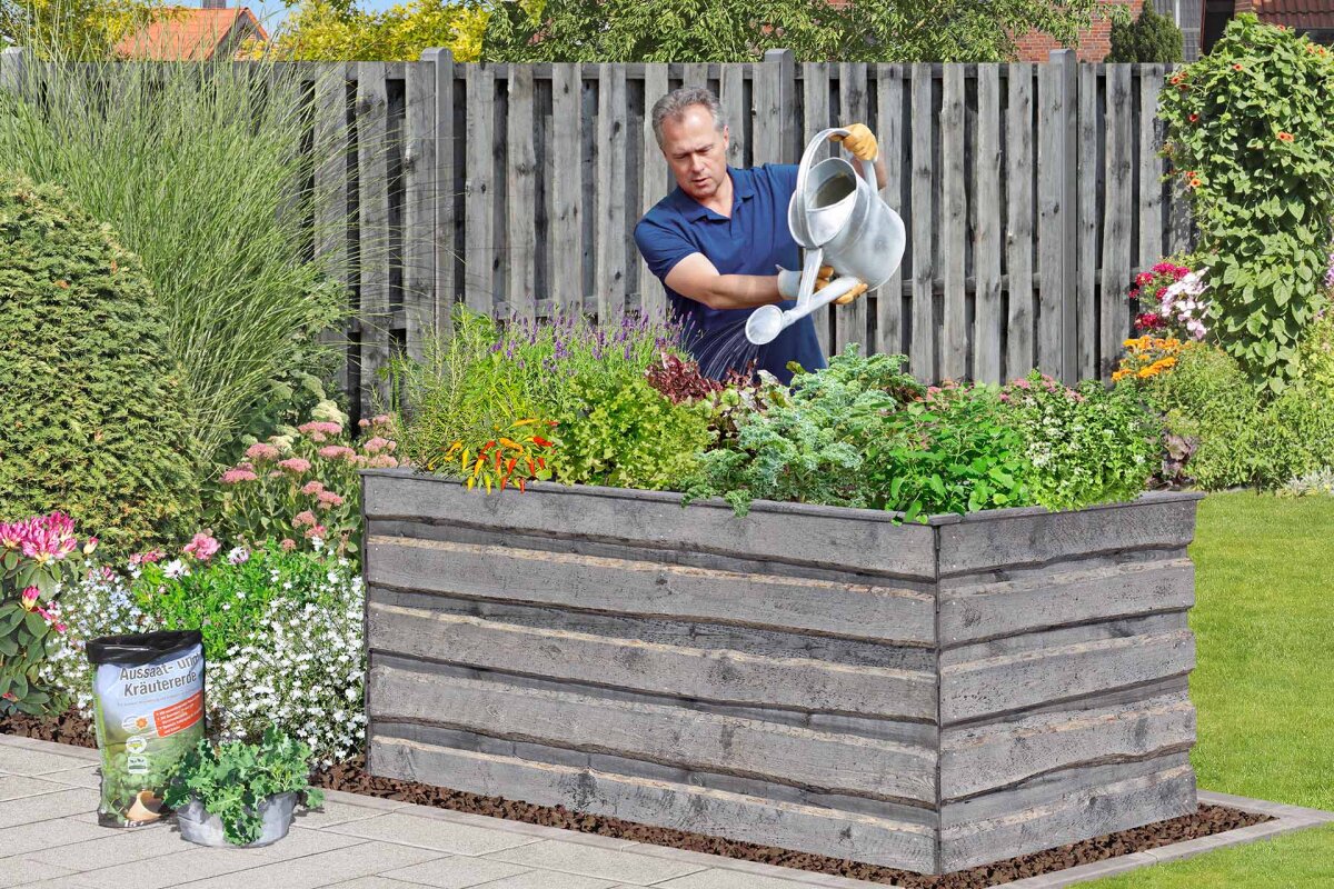Hochbeet NATURA XL 94x184x82cm grau*