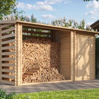 Holzlager Kaminholzlager + Gartenhaus 130×344×199cm*