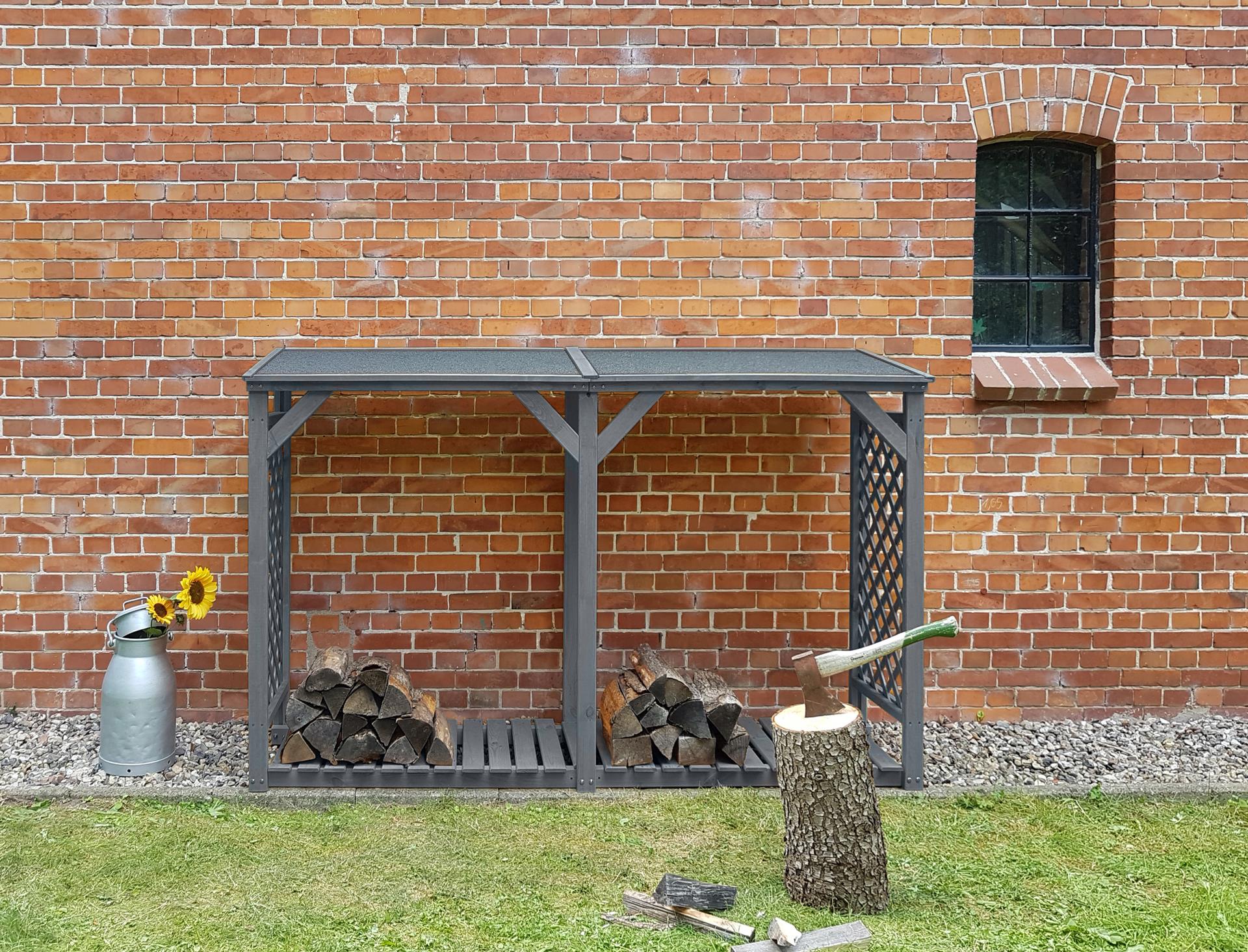 Kaminholz-Speicher 238x68x148 cm Kiefer grau*