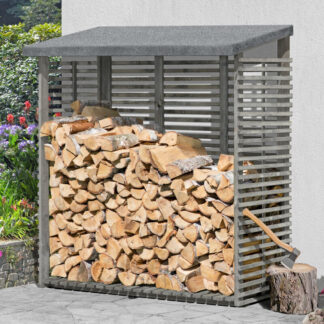 Kaminholzregal FLAMMO S mit Rückwand, grau*