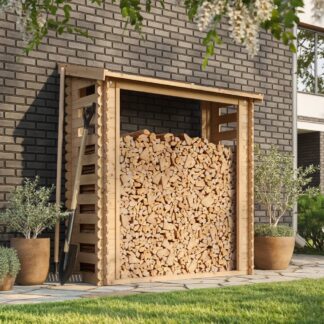 Kaminholzregal Kaminholzlager robust für Brennholz mit Boden 70x180x200cm*