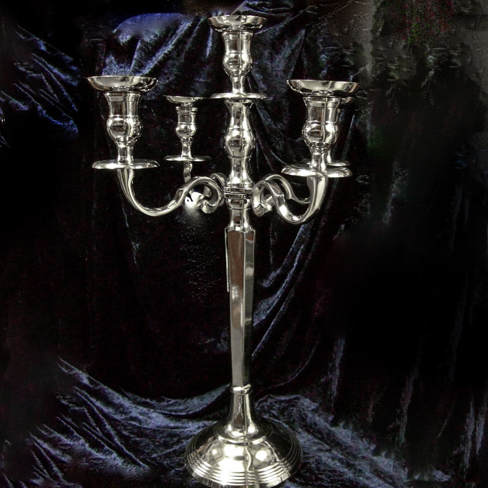 Kerzenleuchter silberfarbig, edler Kerzenhalter, vernickelt, 5armig, Höhe 60 cm*