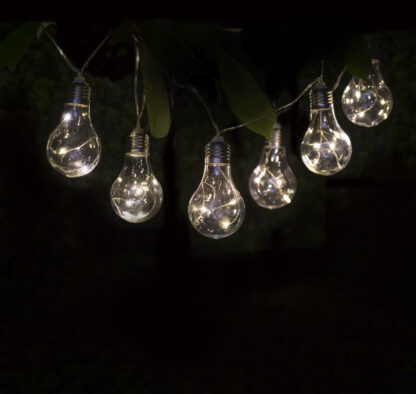 Lichterkette Solar 12 Glühbirnen Micro LED ww