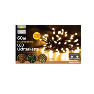 Lichterkette Solar 60 LED warmweiß L8m