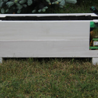Pflanzkasten 60x22x24,5cm aus Lärche weiß gekälkt mit Vlies und Griffen*