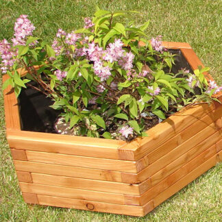 Pflanzkasten sechseckig Ø 47x26cm aus Lärche mit Vlies und Griffen*