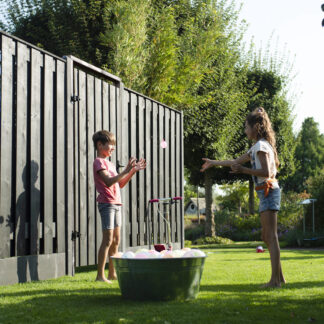 Sichtschutzzaun Holz/Beton schwarz 200x190cm 19 Dielen*