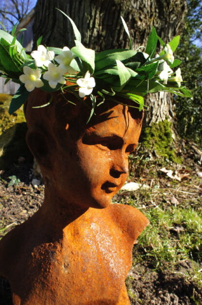 Skulptur, Mädchen Büste, Frauenkopf, Gartenfiguren, Eisen, Rost*