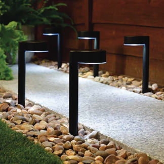 Solar Wegleuchte rund 8x6x31cm schwarz 8er St.
