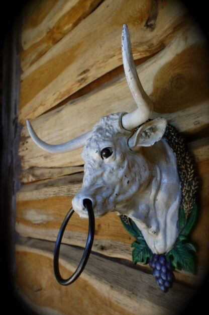 Stier, Büffel Kopf im Cowboy-Look mit Anbindering Country Western Wanddekoration*