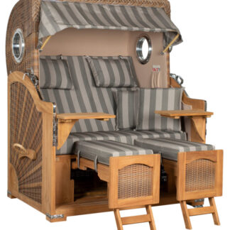 Strandkorb Amrum Grande Bullauge Teak PE Banana Dessin 537*
