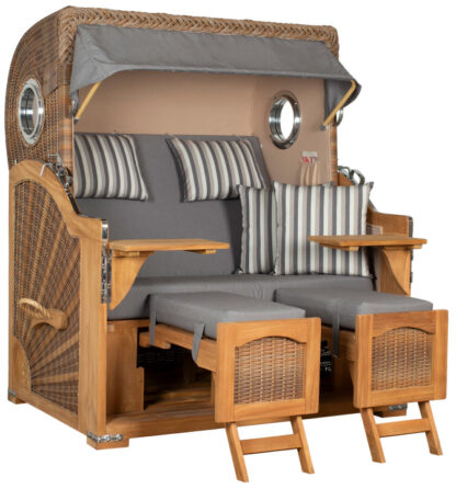 Strandkorb Amrum Grande Bullauge Teak PE Banana Dessin 544*