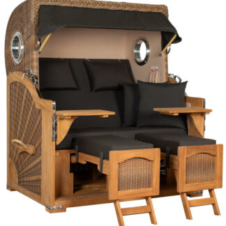 Strandkorb Amrum Grande Bullauge Teak PE Banana Dessin 548*