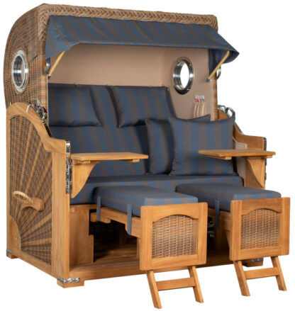 Strandkorb Amrum Grande Bullauge Teak PE Banana Dessin 582*