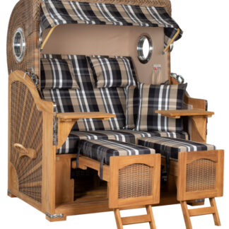 Strandkorb Amrum Grande Bullauge Teak PE Banana Dessin 583*
