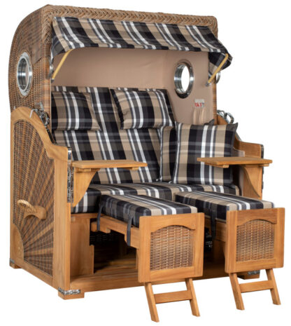 Strandkorb Amrum Grande Bullauge Teak PE Banana Dessin 583*