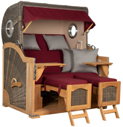 Strandkorb Amrum Grande Bullauge Teak PE Grey Dessin 594*