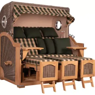 Strandkorb Amrum Grande XXL Teak Bullauge PE grey Dessin 506*