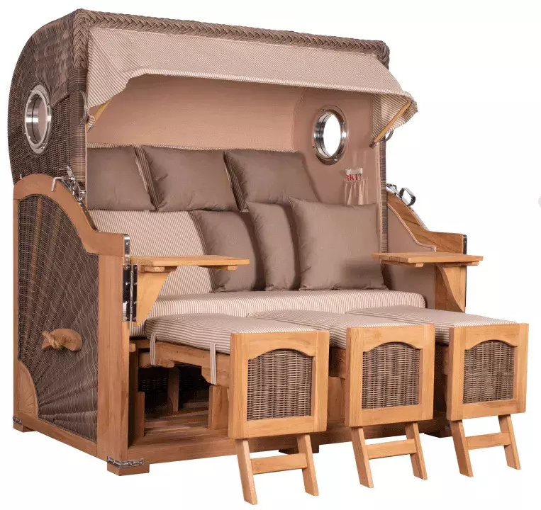 Strandkorb Amrum Grande XXL Teak Bullauge PE grey Dessin 510*