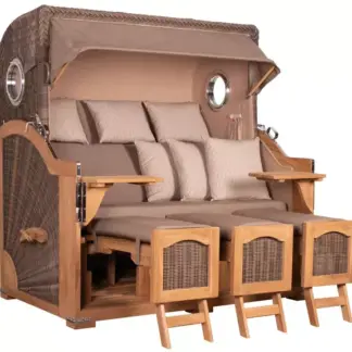 Strandkorb Amrum Grande XXL Teak Bullauge PE grey Dessin 534*