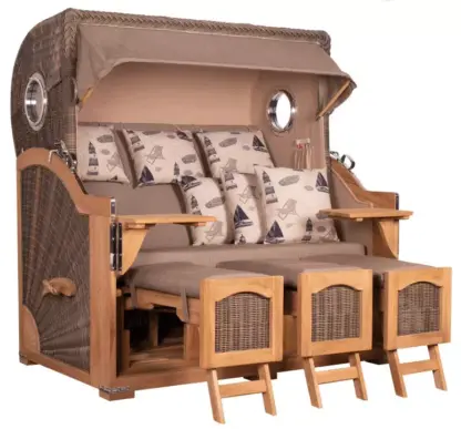 Strandkorb Amrum Grande XXL Teak Bullauge PE grey Dessin 540*