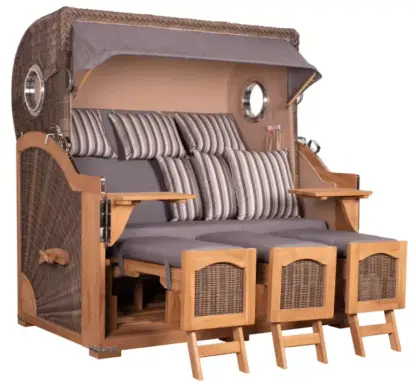 Strandkorb Amrum Grande XXL Teak Bullauge PE grey Dessin 544*