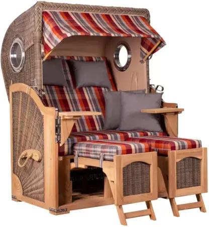 Strandkorb Amrum Teak PE grey Dessin 584*