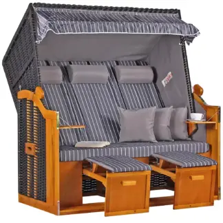 Strandkorb Baltic Dreisitzer PE schwarz Dessin Royal Anthrazit*