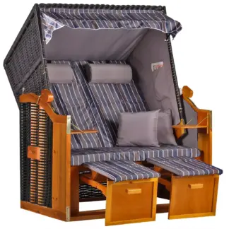 Strandkorb Baltic PE schwarz Dessin Anthrazit Braun*