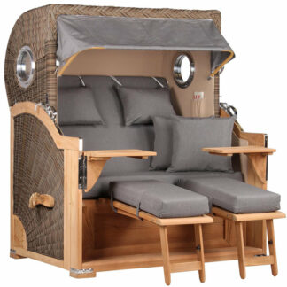Strandkorb Baltikum Bullauge Teak PE Grey Dessin 551*
